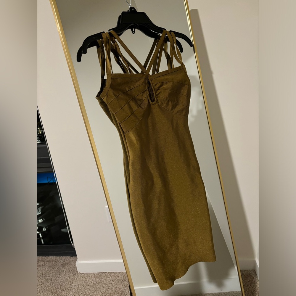 Wow Couture Olive green body con midi dress